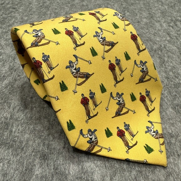 Polo Ralph Lauren Other - Polo Ralph Lauren Necktie Skier Pine Trees Pattern 100% SILK Hand Made in ITALY